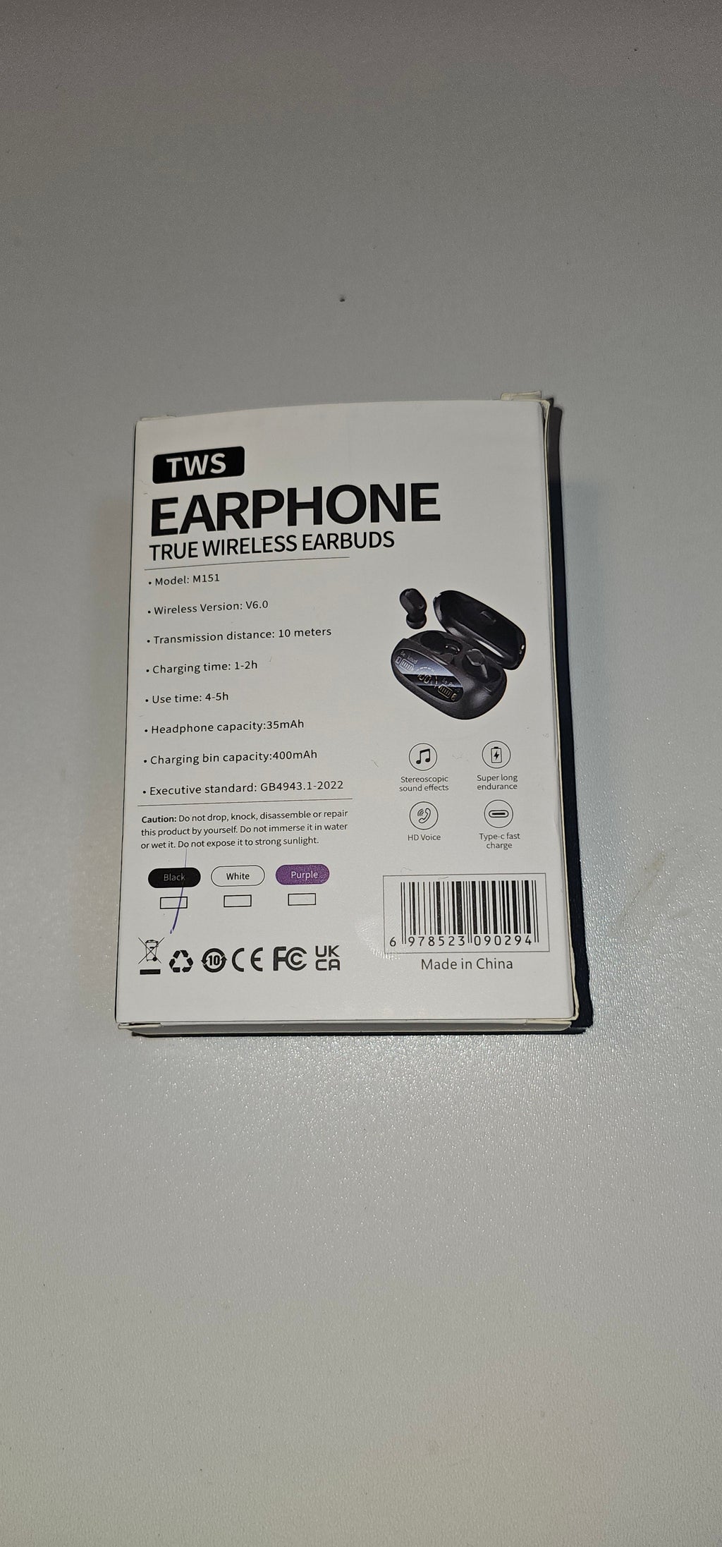 M151 Écouteurs Bluetooth TWS intra-auriculaires avec longue durée de vie de la batterie