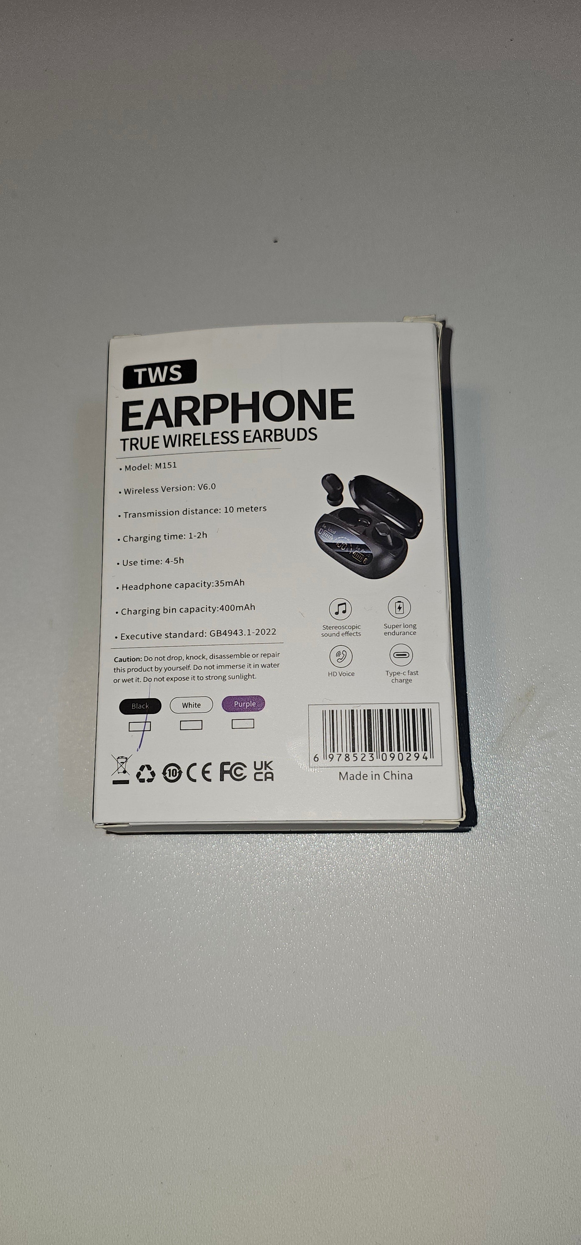 M151 Écouteurs Bluetooth TWS intra-auriculaires avec longue durée de vie de la batterie