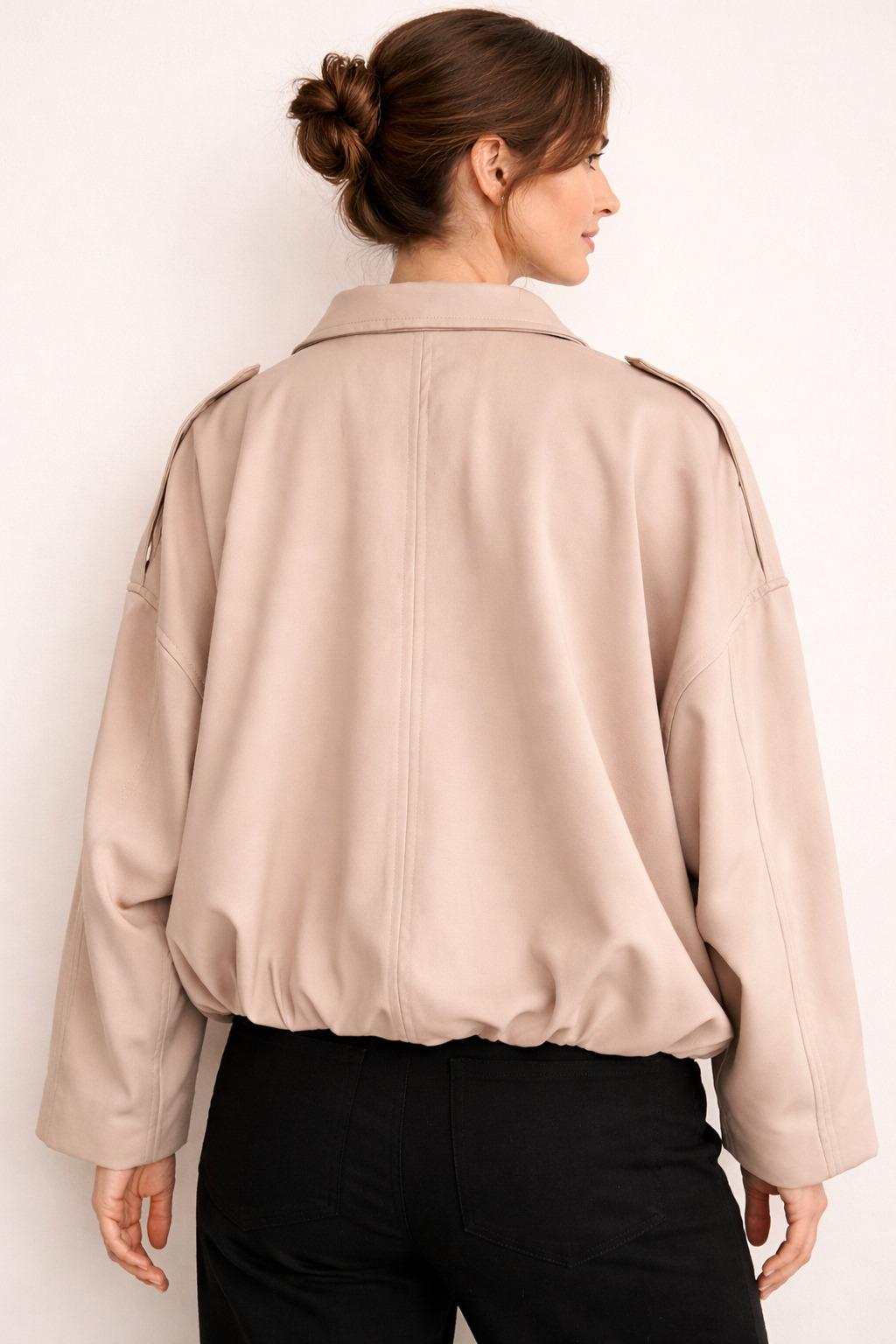 Oversize - Jacke in Beige mit Reissverschluss
