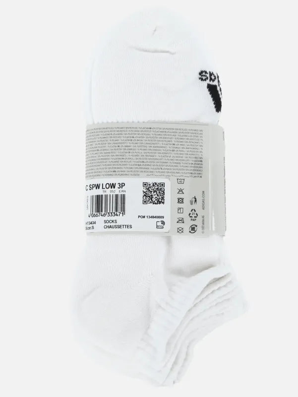 adidas Training - Lot de 3 paires de chaussettes basses - Blanc