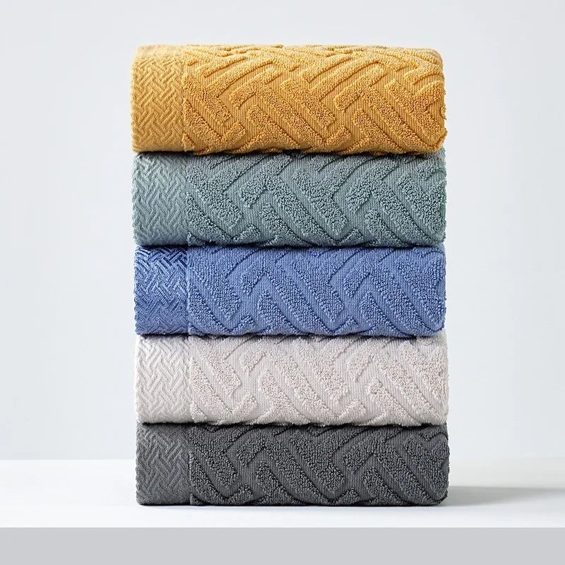 Ensemble de 2 serviettes éponge géométriques en coton - Absorbantes et douces