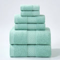 Ensemble de 6 serviettes de toilette en coton éponge peluche de qualité supérieure avec bordure à pois.