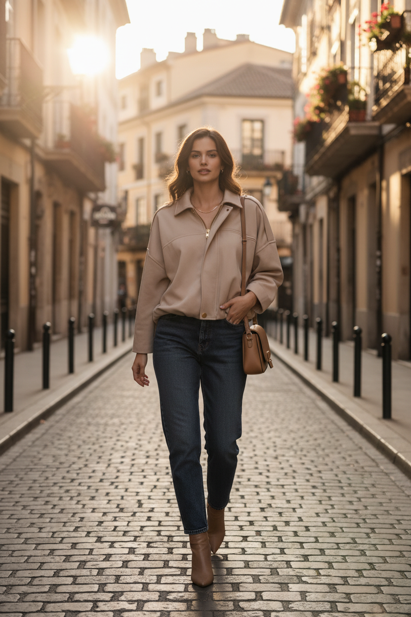 Oversize-Jacke Beige Lifestyle
