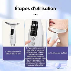 Appareil de massage LED 7 en 1 pour le cou et le visage - Dispositif anti-âge