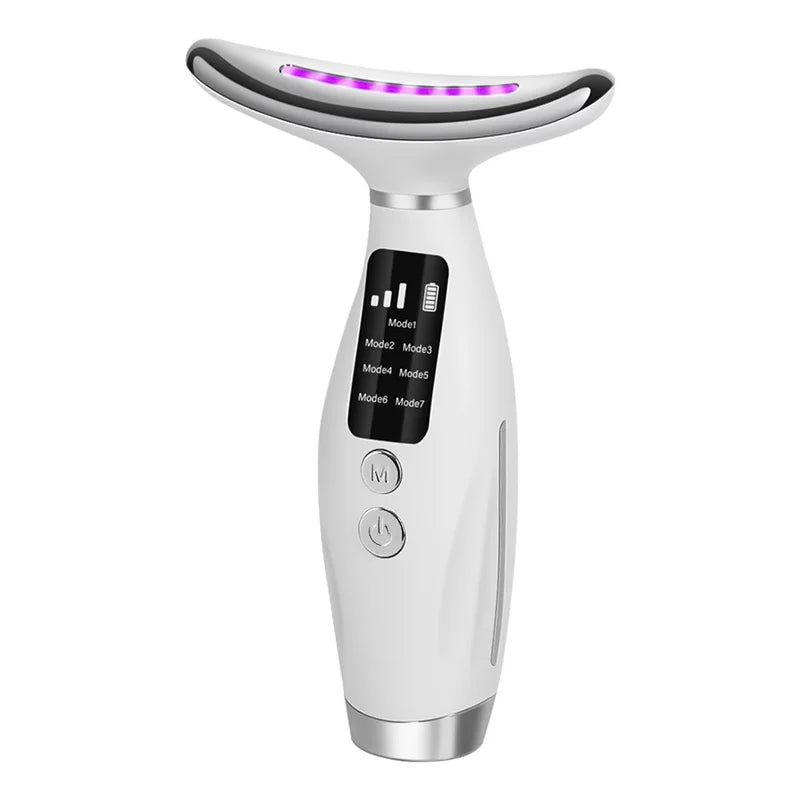 Appareil de massage LED 7 en 1 pour le cou et le visage - Dispositif anti-âge