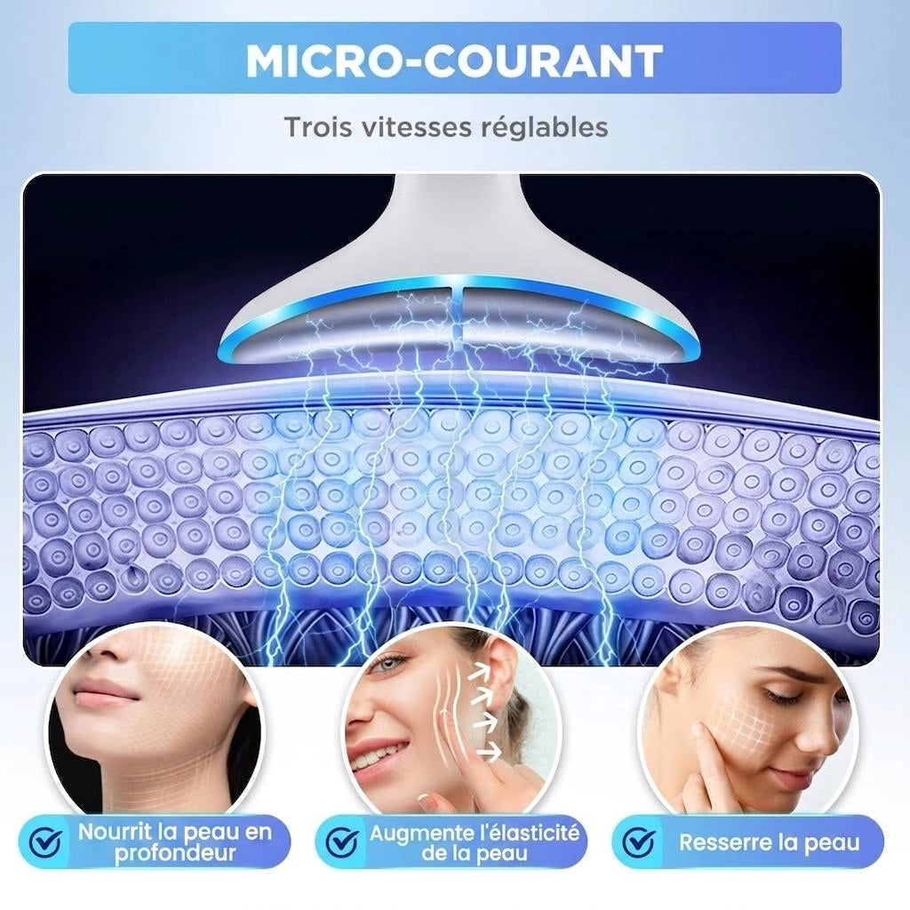 Appareil de beauté pour le cou et le visage - Masseur à luminothérapie LED