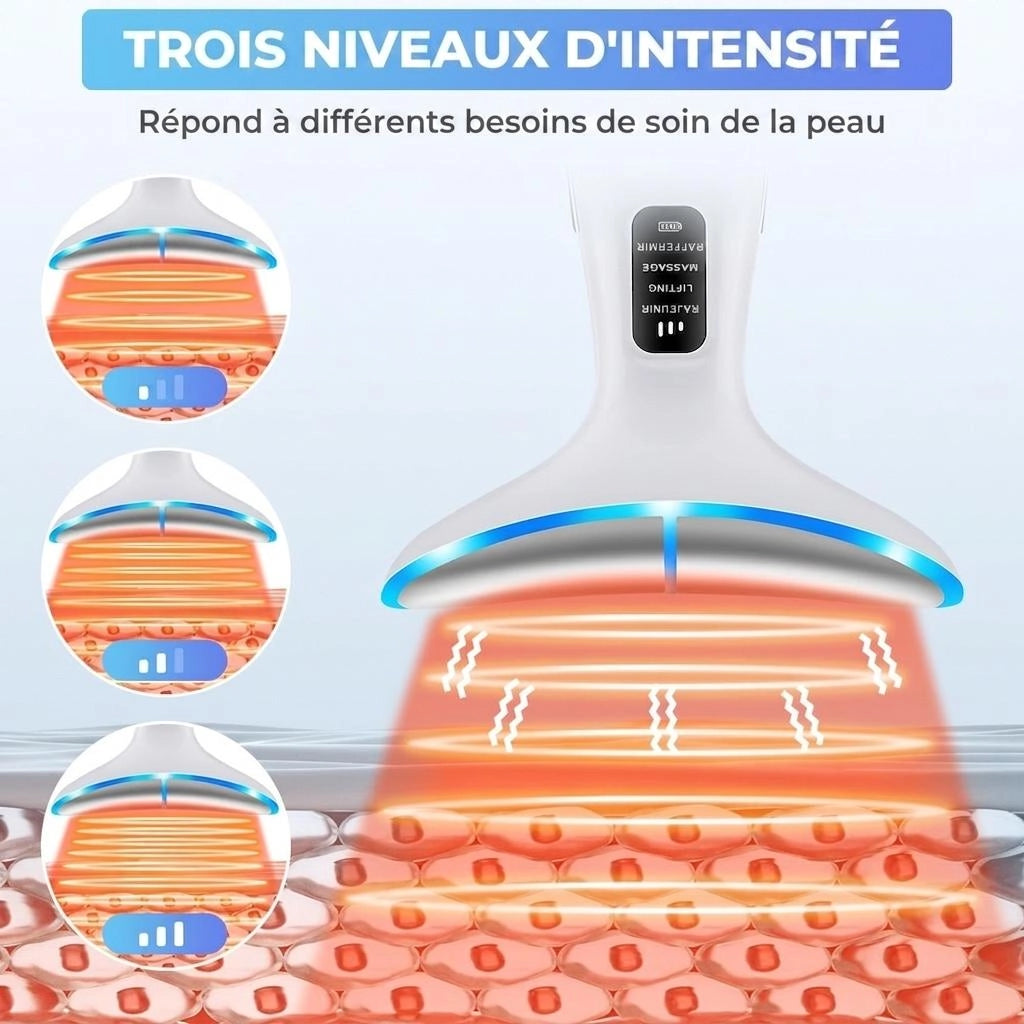 Appareil de beauté pour le cou et le visage - Masseur à luminothérapie LED