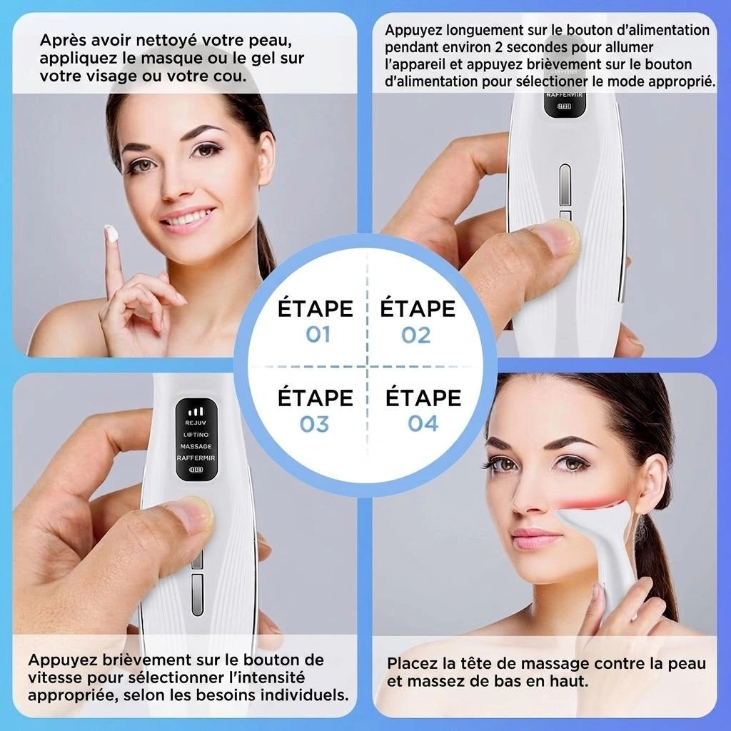 Appareil de beauté pour le cou et le visage - Masseur à luminothérapie LED